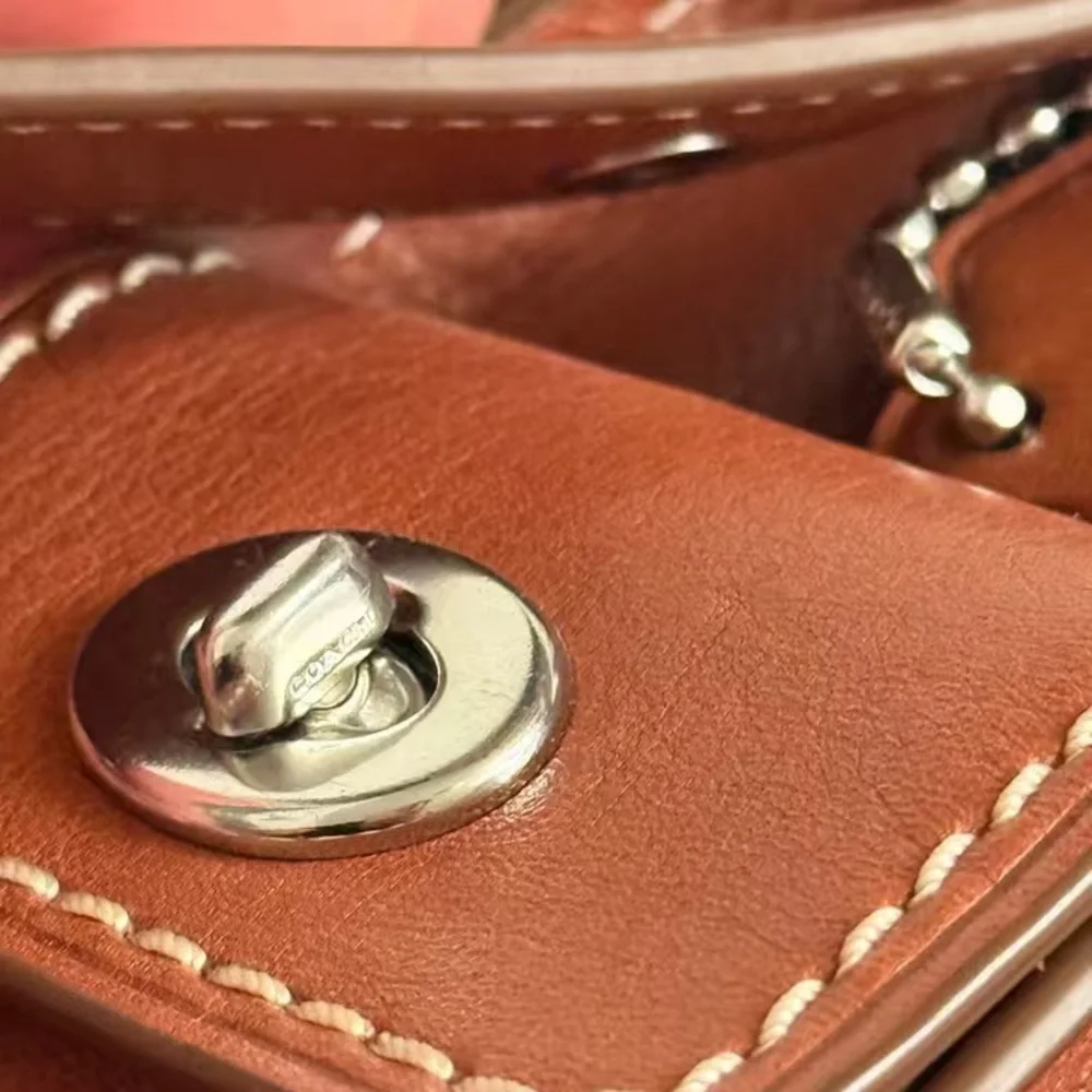 Leather Crossbody Satchel in Cognac Brown - Picture 8 of 8